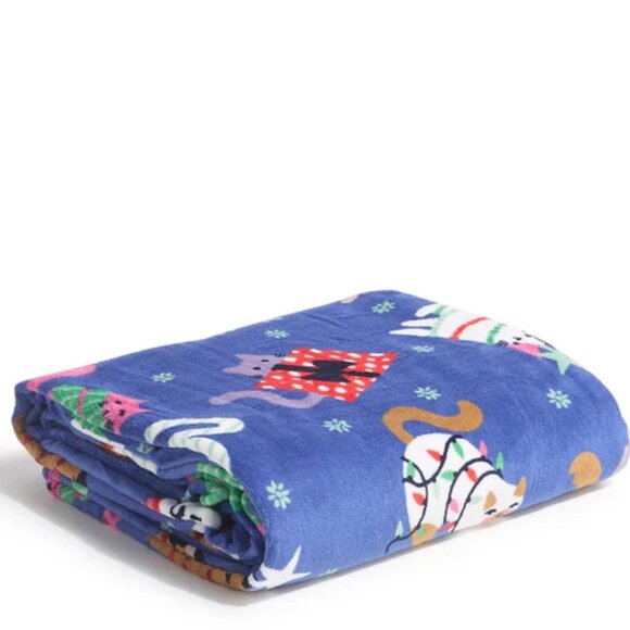 NWT Vera Bradley CATNIP CHRISTMAS Oversized Cat Throw Blanket - Picture 3 of 5